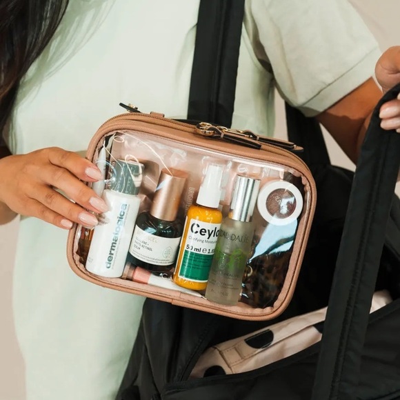 Calpak Caramel Travel Cosmetic Case Small High End Samples Included w/purchase! - Picture 1 of 8